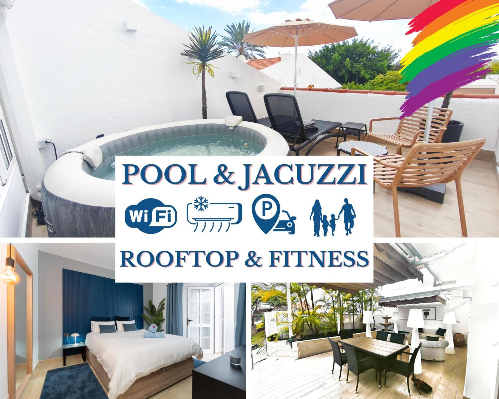 Rooftop Pamro - Private Jacuzzi - Fitness Area - Free Wifi - Air Conditioner - Pool - Modern & Comfortable - Sunnygolf * Maspalomas (Gran Canaria)